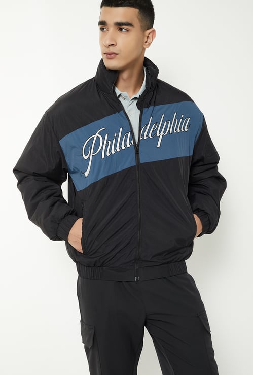 Men Colourblock Bomber Jacket