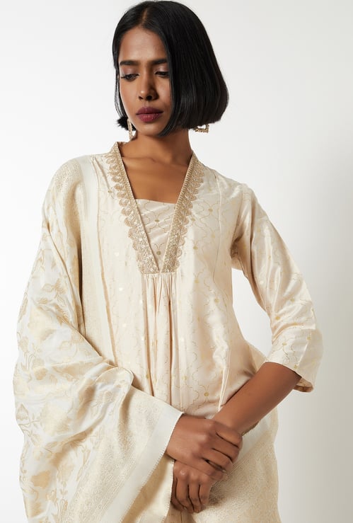 Women Foil Print A-line Kurta Set