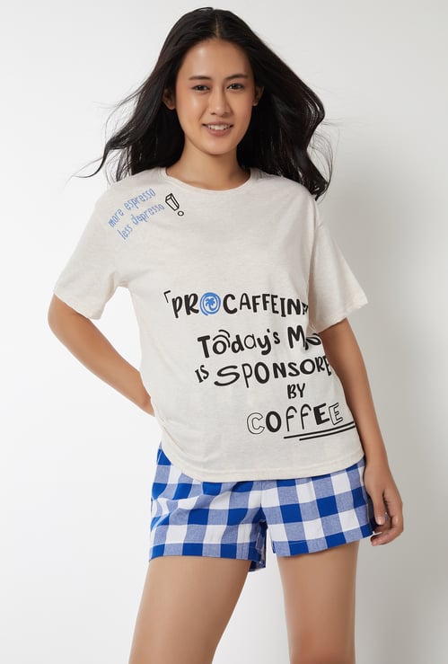 Women Checked Shorts Set