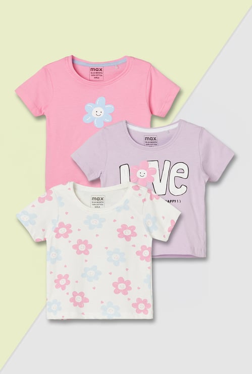Girls Printed T-shirt - Pack of 3
