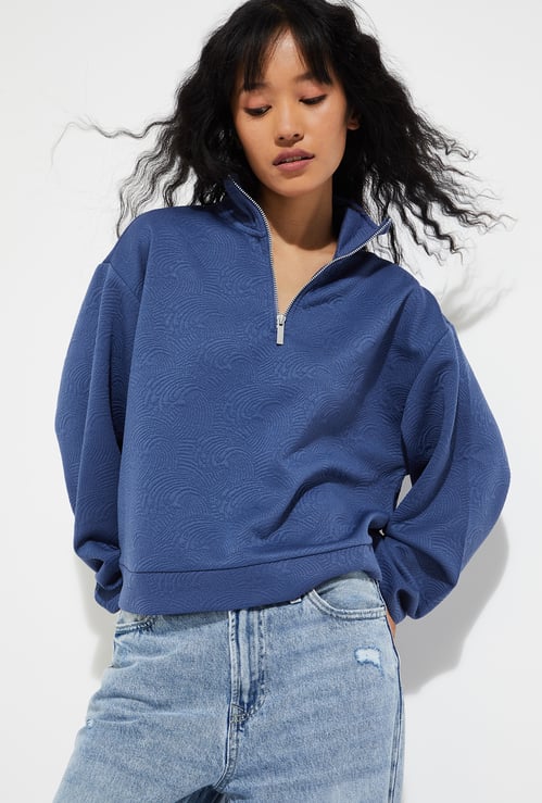 URB_N Women Patterned Boxy Fit Sweatshirt