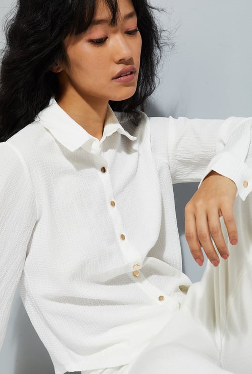 ALAYA F x URB_N Women Textured Regular Fit Shirt