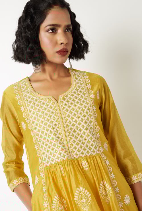 Women Embroidered A-line Kurta Set