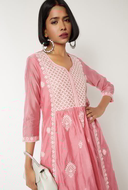 Women Embroidered A-line Kurta Set