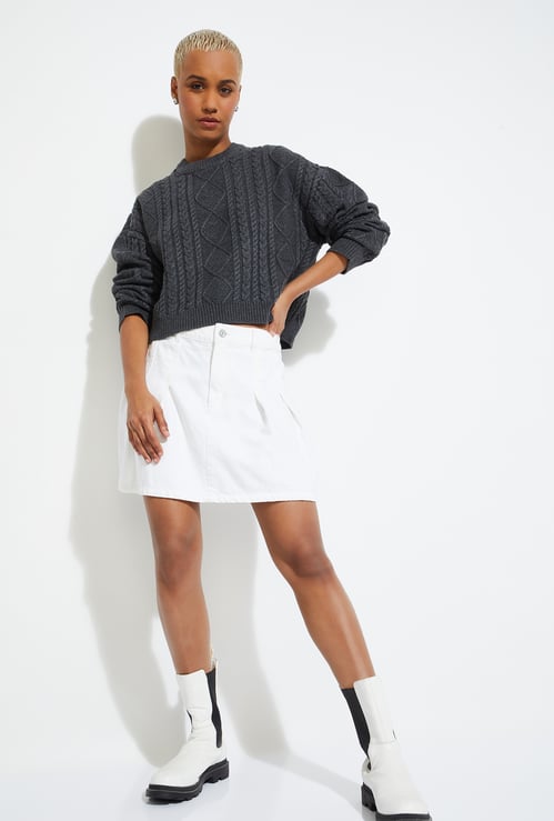 URB_N Women Cable Knit Sweater
