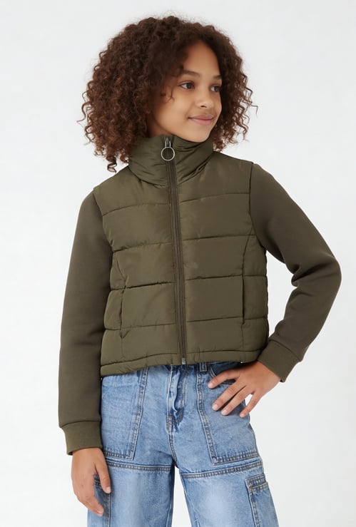 Girls Solid Puffer Jacket
