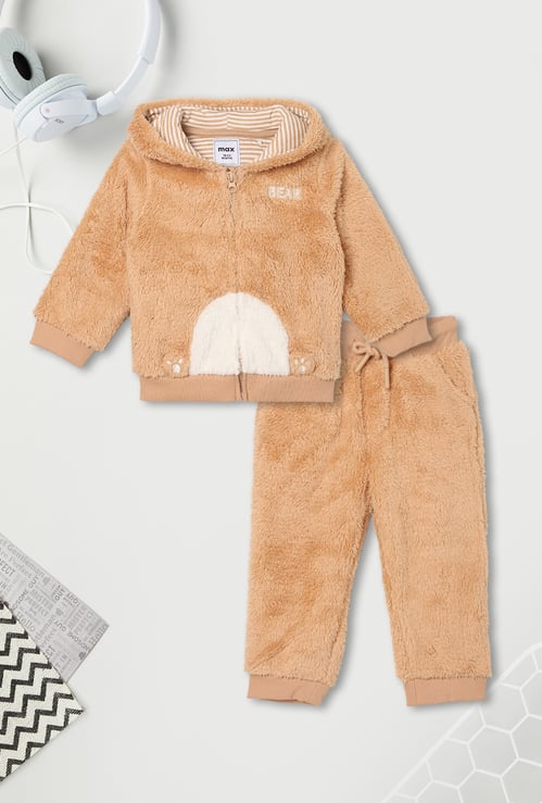 Boys Faux Fur Teddy Bear Joggers Set