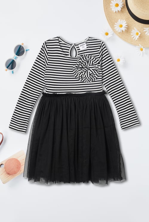 Girls Striped Tulle Dress