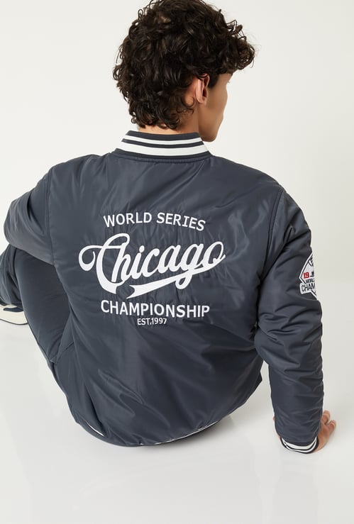 Men Embroidered Varsity Jacket