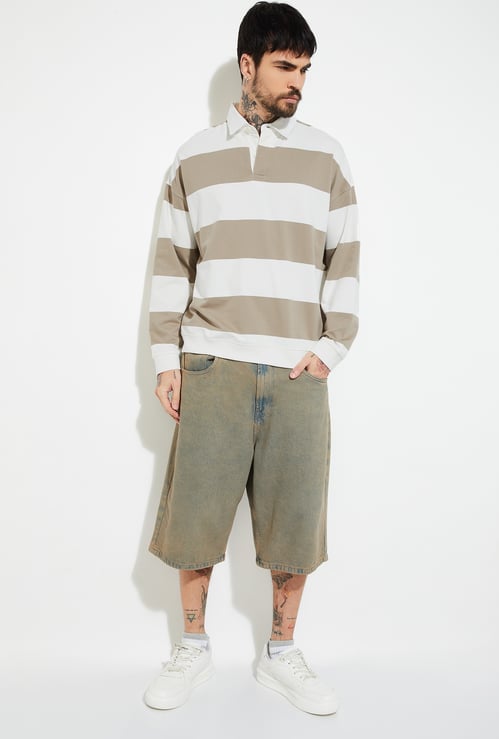 URB_N Men Striped Oversized Sweatshirt