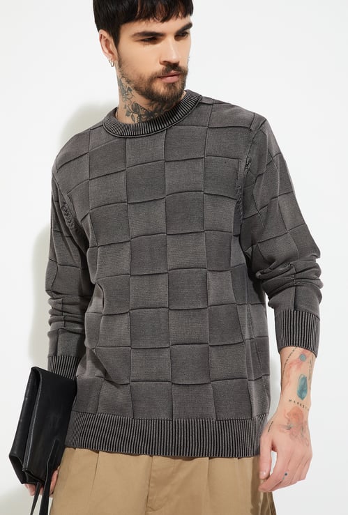 URB_N Men Checked Oversized Sweater