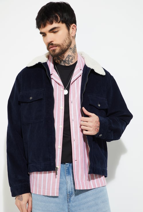 URB_N Men Sherpa Lined Corduroy Jacket
