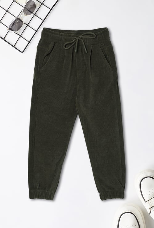 Boys Corduroy Ribbed Relaxed Fit Joggers