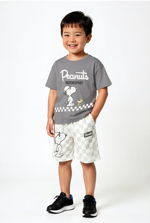 Boys Peanuts Print Shorts Set