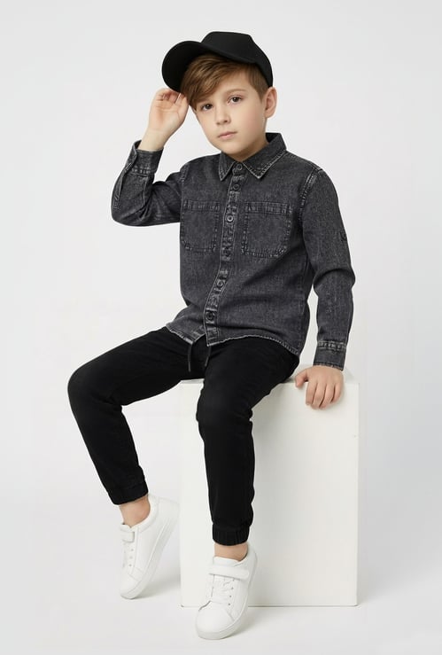 Boys Washed Oversized Denim Shirt