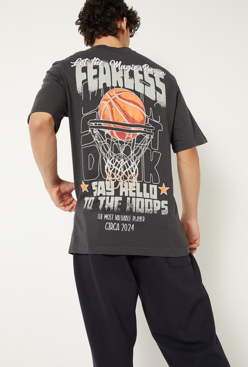 Men Back Print Athleisure T-shirt