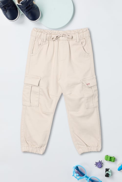 Girls Solid Cargo Joggers