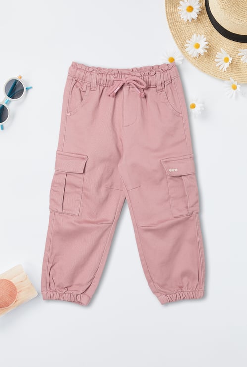 Girls Solid Cargo Joggers