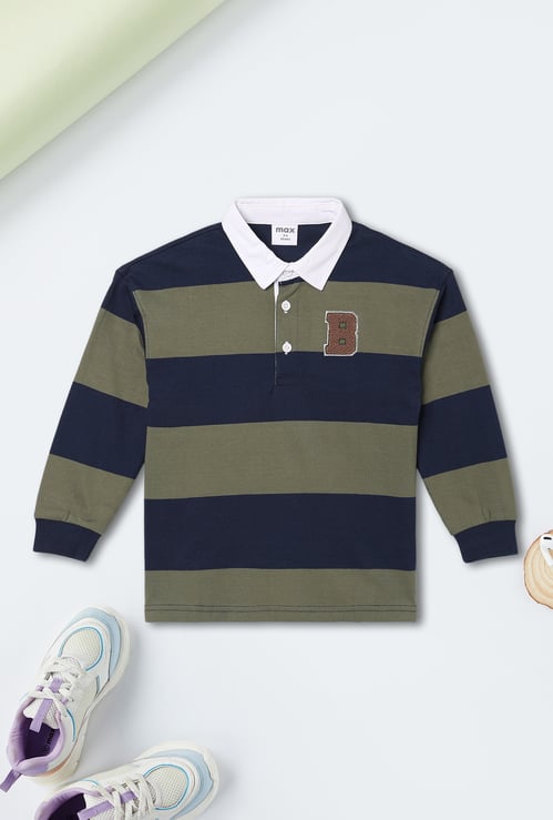 Boys Striped Oversized Polo T-shirt