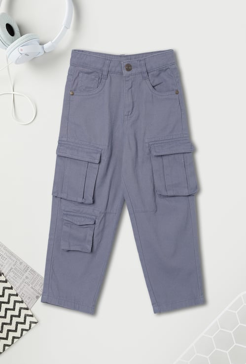 Boys Solid Cargo Trousers