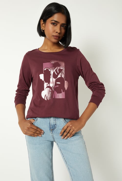 Women Foil Print T-shirt