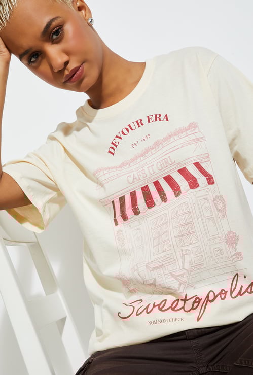 ALAYA F x URB_N Women Graphic Print Relaxed Fit T-shirt