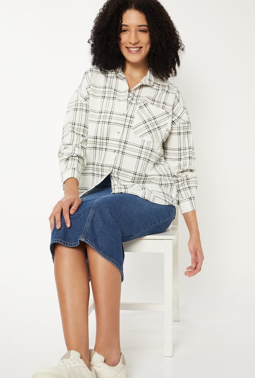 Women Checked Oversized Shirt