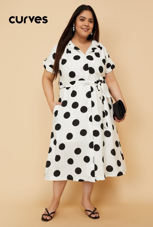 Women Polka Dots Shirt Dress