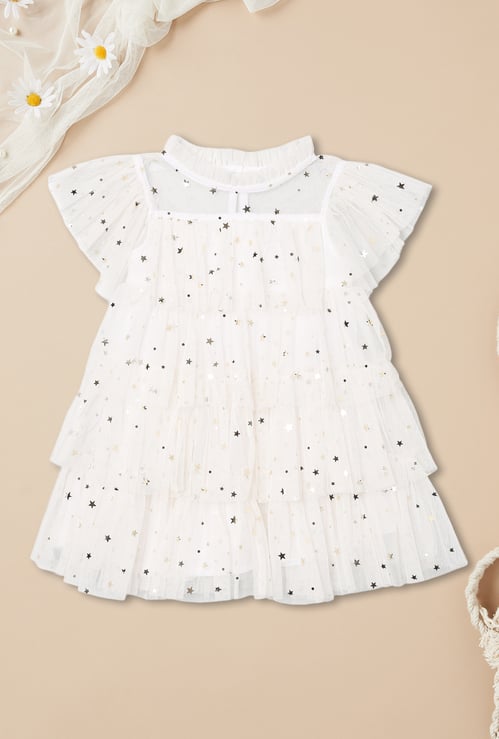 Girls Embellished Layered Dress