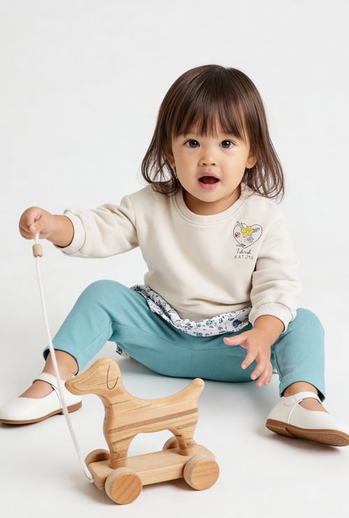 Girls Printed Top with Leggings