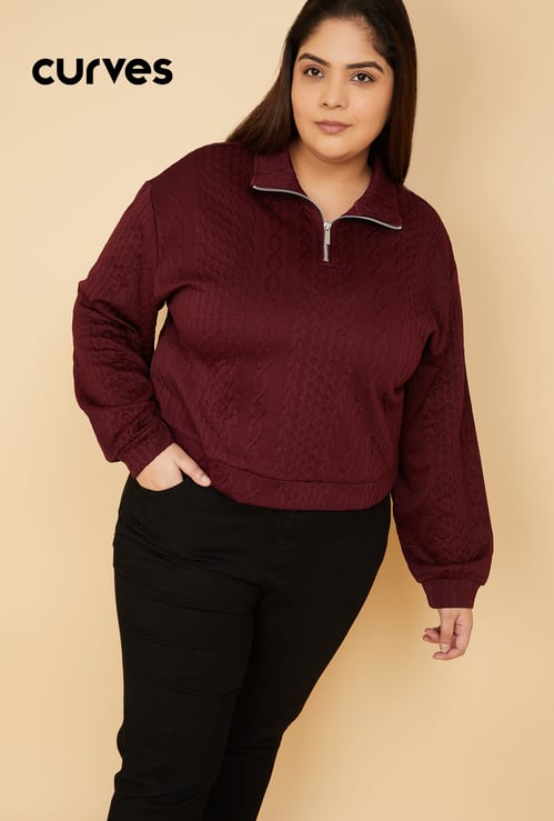 ALAYA F x URB_N Women Knit High Neck Sweatshirt