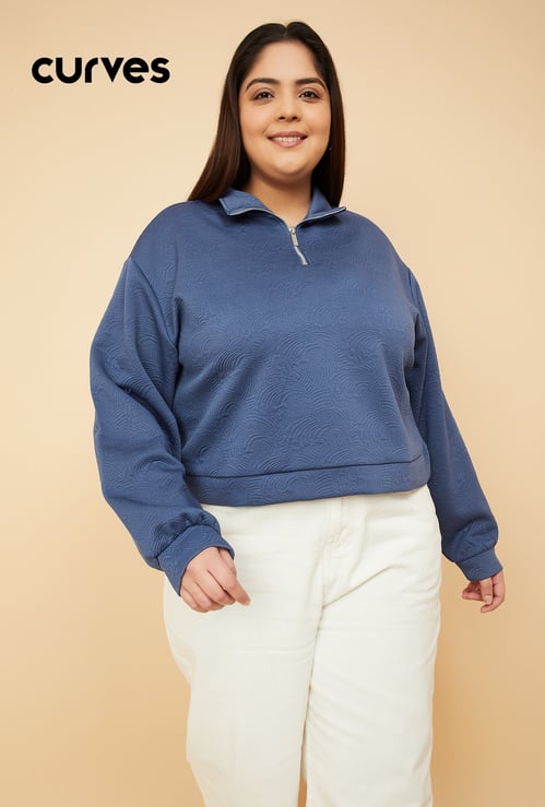 URB_N Women Patterned Boxy Fit Sweatshirt