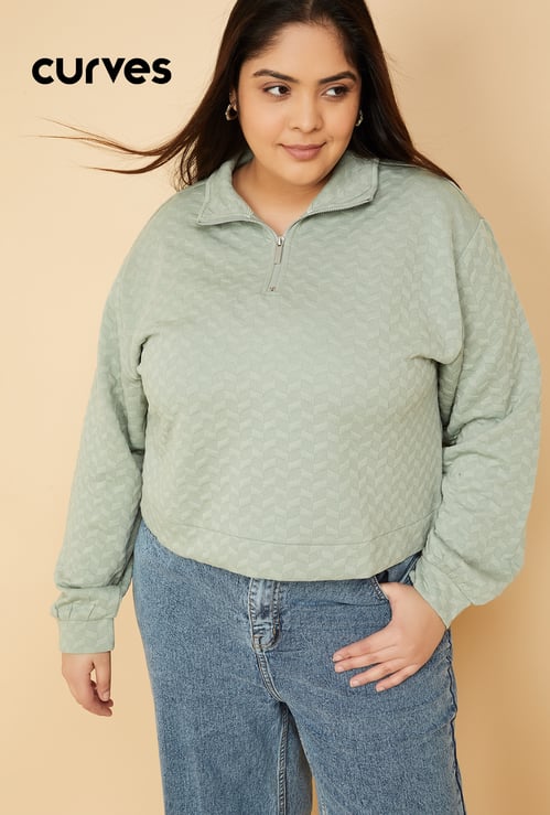 ALAYA F x URB_N Women Textured Boxy Fit Sweatshirt