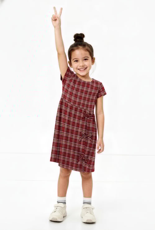 Girls Checked A-line Dress