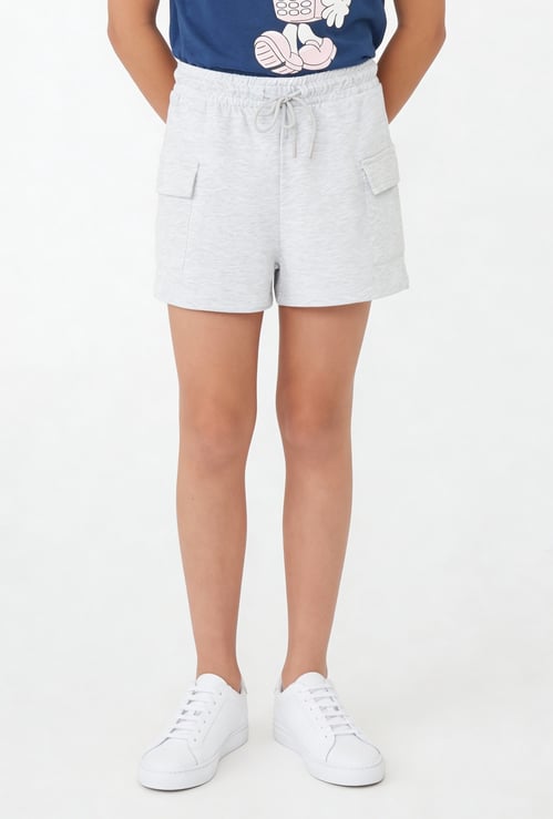 Girls Heathered Cargo Shorts