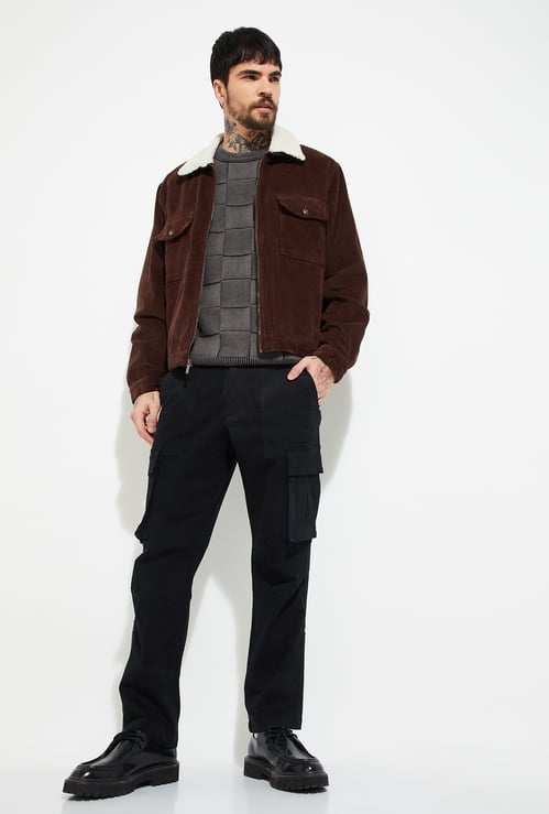 URB_N Men Solid Relaxed Fit Cargo Trousers