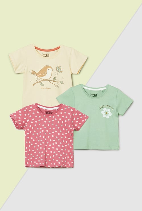 Girls Printed T-shirt - Pack of 3