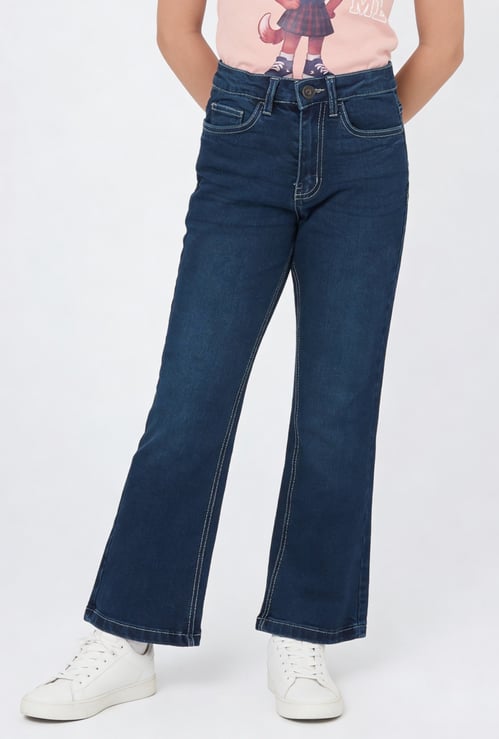 Girls Washed Flared Jeans