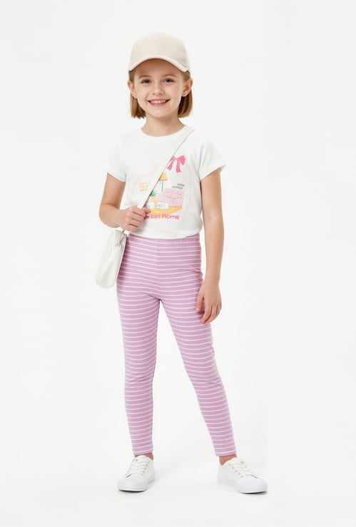 Girls Striped Leggings