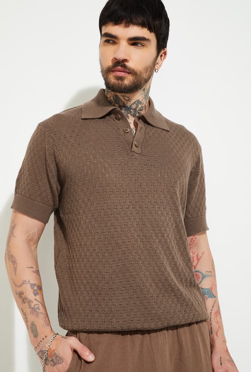 URB_N Men Knit Oversized Polo T-shirt