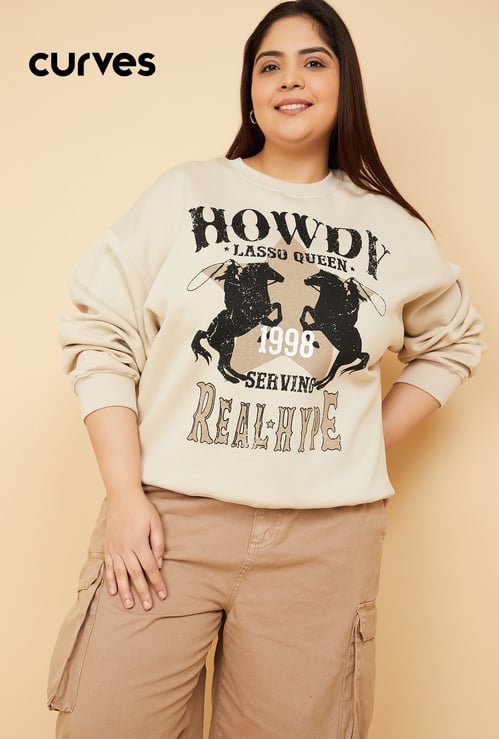 ALAYA F x URB_N Women Graphic Print Oversized Sweatshirt