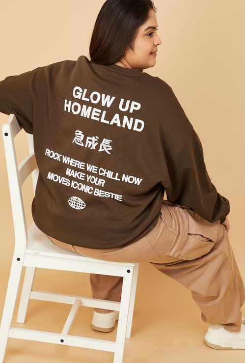 URB_N Women Printed Oversized Sweatshirt