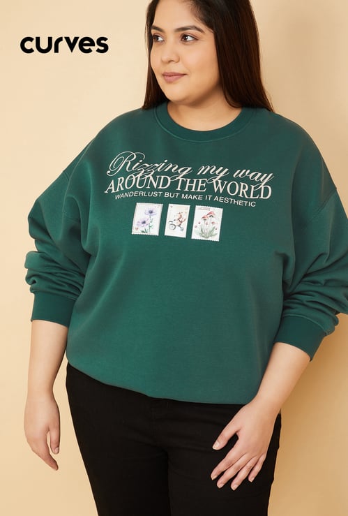 URB_N Women Printed Oversized Sweatshirt