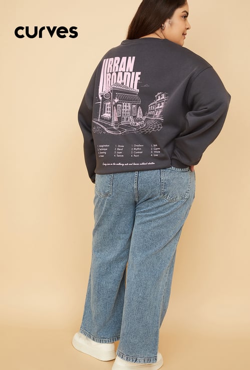 ALAYA F x URB_N Women Printed Oversized Sweatshirt