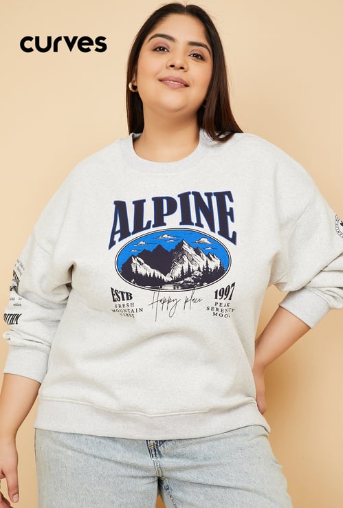 URB_N Women Printed Oversized Sweatshirt