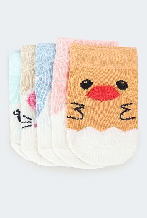 Girls Printed Ankle-Length Socks - Pack of 5