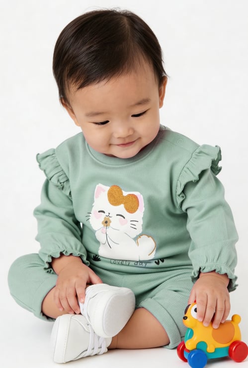 Girls Printed T-shirt and Pants Set