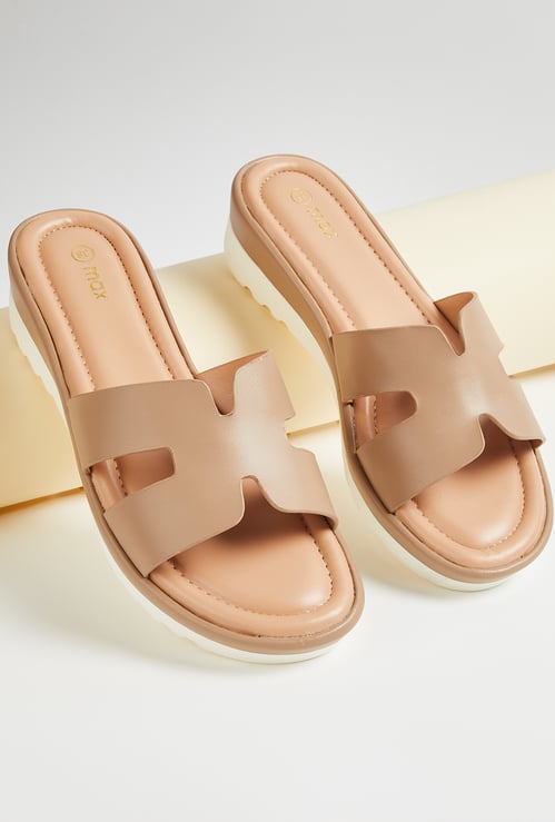 Women Solid Open Toe Flatforms