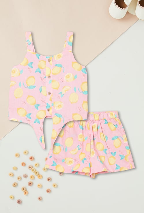 Girls Printed Shorts Set