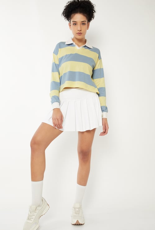 Women Striped Boxy Fit Sports T-shirt